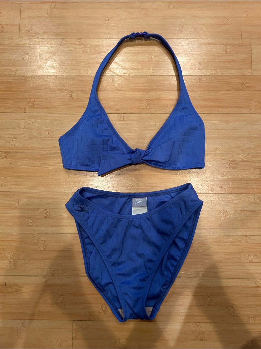 Vintage Speedo Periwinkle Knot-Front Halter Bikini Set